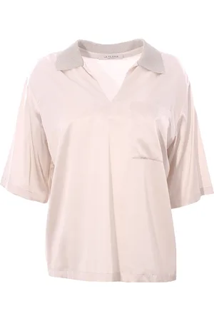 LA FILERIA Blusa in viscosa di seta collo lurex