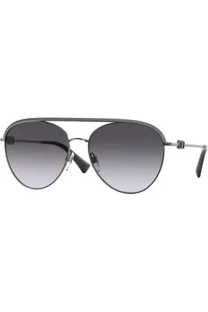 VALENTINO Donna VA2048 30398G Occhiali da sole Metallo Nero Pilot Sfumato