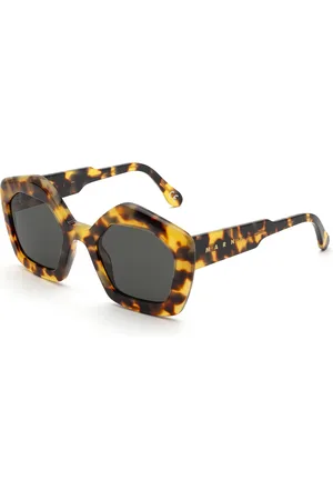 Marni Unisex Laughing Waters Sol Leone E95 Occhiali da sole Acetato Grigio Geometrica Normale