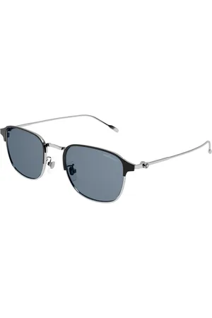Montblanc Uomo MB0189S 006 Occhiali da sole Metallo Blu Squadrata Normale