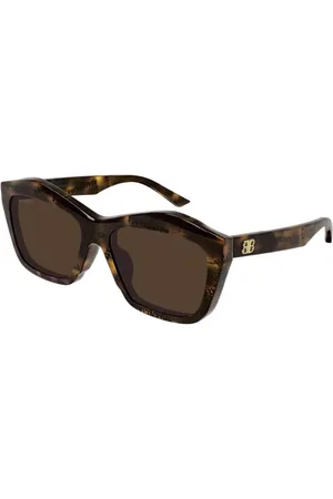Balenciaga Donna BB0216S 002 Occhiali da sole Acetato Marrone Squadrata