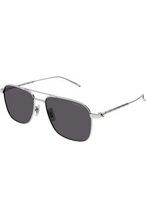 Montblanc Uomo MB0214S 005 Occhiali da sole Metallo Grigio Squadrata Normale