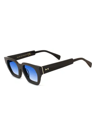 XLAB Donna MADURA Occhiali da sole Acetato Azzurro Geometrica Sfumato