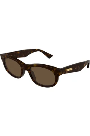 Bottega Veneta Unisex BV1145S 002 Occhiali da sole Acetato Marrone Rotonda