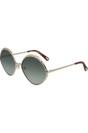 Chloé Donna CE168S 43047 733 Occhiali da sole Metallo Verde Rotonda Normale Sfumato