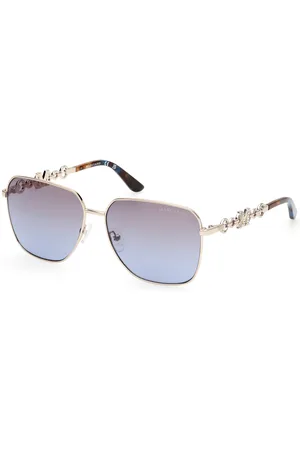 Guess Donna GM00004 32W Occhiali da sole Metallo Blu Squadrata Normale Sfumato
