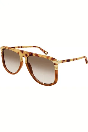 Chloé Donna CH0104S 001 Occhiali da sole Acetato Marrone Squadrata Normale Sfumato
