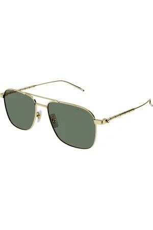 Montblanc Uomo MB0214S 007 Occhiali da sole Metallo Verde Squadrata Normale