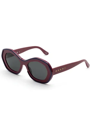 Marni Unisex Ulawun Vulcano Bordeaux YAL Occhiali da sole Acetato Grigio Oversize Normale