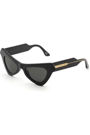 Marni Unisex Fairy Pools Black TQQ Occhiali da sole Acetato Grigio Cat Eye Normale
