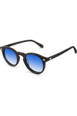 XLAB Unisex TASMANIA 2.0 Occhiali da sole Acetato Azzurro Rotonda Sfumato