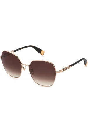 Furla Donna SFU531S 0300 Occhiali da sole Metallo Marrone Squadrata Normale Sfumato