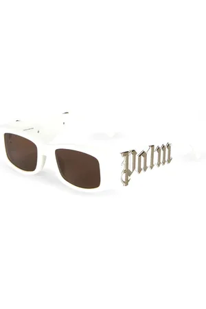 Palm Angels Unisex PERI001 Angel 0160 White silver mirror Occhiali da sole Acetato Marrone Squadrata Normale
