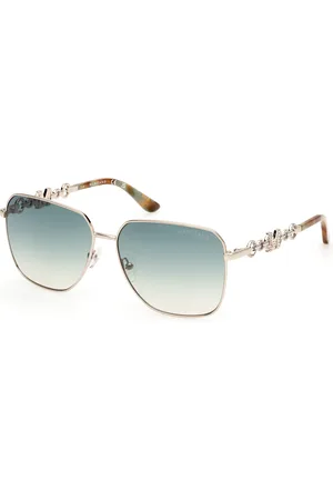 Guess Donna GM00004 32P Occhiali da sole Metallo Verde Squadrata Normale Sfumato
