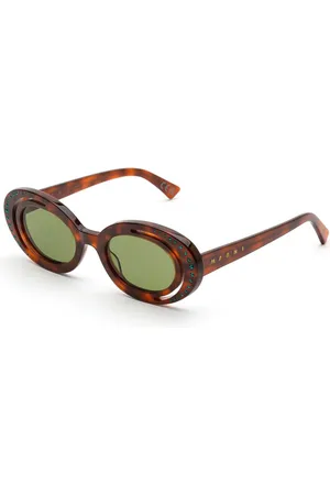 Marni Unisex Zion Canyon Blonde O2Y Occhiali da sole Acetato Verde Geometrica Normale