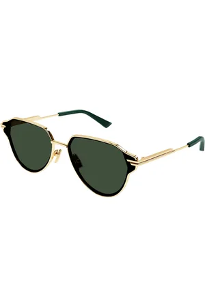 Bottega Veneta Unisex BV1271S 003 Occhiali da sole Metallo Verde Geometrica Normale