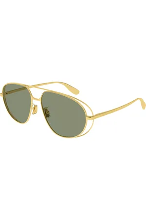 Bottega Veneta Unisex BV1344S 001 Occhiali da sole Metallo Verde Pilot