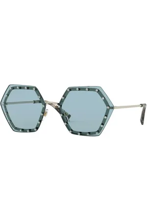 VALENTINO Donna VA2035 300380 LIGHT GOLD Occhiali da sole Metallo Blu Geometrica Normale