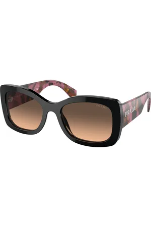 Prada Donna PR A08S 12O50C Occhiali da sole Acetato Marrone Rotonda Normale Sfumato