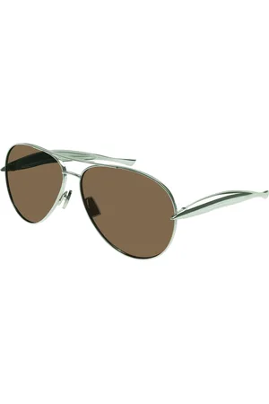 Bottega Veneta Unisex BV1305S 006 Occhiali da sole Metallo Marrone Pilot