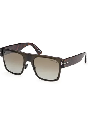 Tom Ford Unisex FT1073 EDWIN 51G Occhiali da sole Iniettato Marrone Squadrata Normale Specchiato