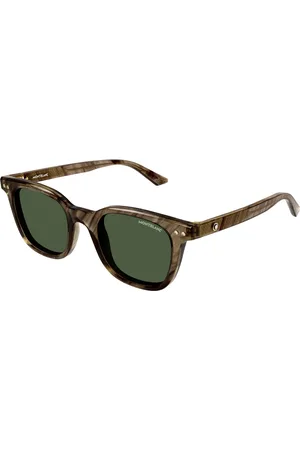 Montblanc Uomo MB0320S 003 Occhiali da sole Acetato Verde Rotonda