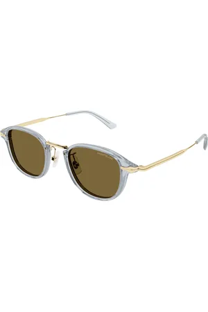 Montblanc Uomo MB0336S 003 Occhiali da sole Iniettato Marrone Rotonda