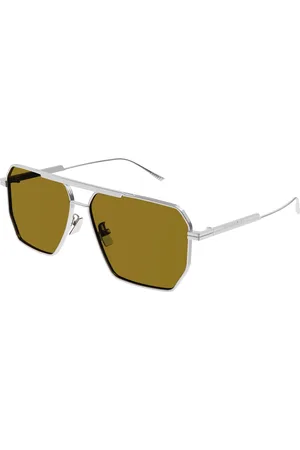 Bottega Veneta Uomo BV1012S 007 Occhiali da sole Metallo Marrone Geometrica