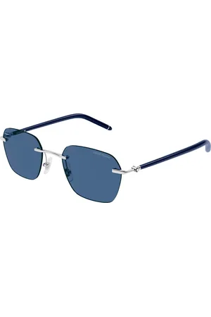 Montblanc Uomo MB0270S 003 Occhiali da sole Metallo Blu Squadrata Normale