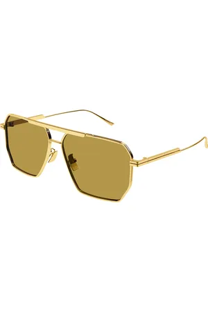 Bottega Veneta Uomo BV1012S 008 Occhiali da sole Metallo Marrone Geometrica