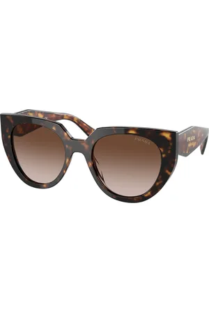 Prada Donna PR 14WS 2AU6S1 Occhiali da sole Acetato Marrone Cat Eye Normale Sfumato
