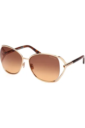 Tom Ford Donna FT1091 MARTA 28F Occhiali da sole Metallo Marrone Rotonda Normale Sfumato