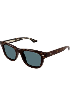 Montblanc Uomo MB0254S 002 Occhiali da sole Acetato Blu Squadrata