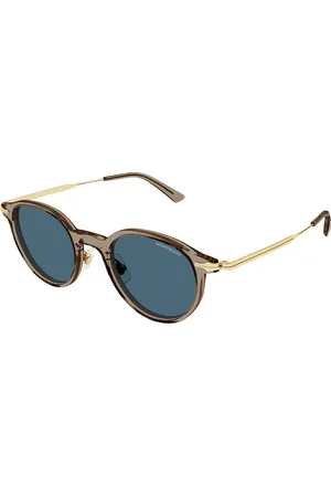 Montblanc Uomo MB0362S 005 Occhiali da sole Acetato Blu Rotonda
