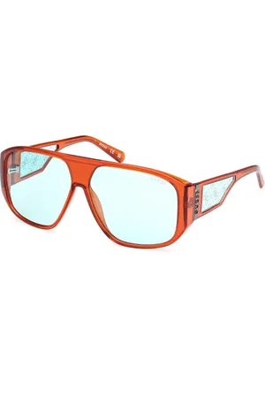 Guess Unisex GU00135 44V Occhiali da sole Iniettato Blu Maschera Normale