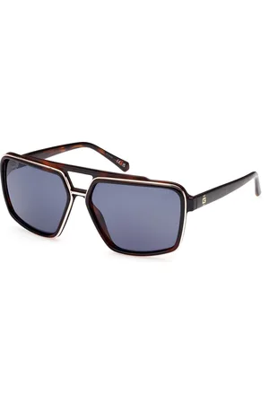 Guess Uomo GU00076 52V Occhiali da sole Iniettato Blu Squadrata Normale