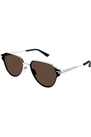 Bottega Veneta Unisex BV1271S 004 Occhiali da sole Metallo Marrone Geometrica Normale