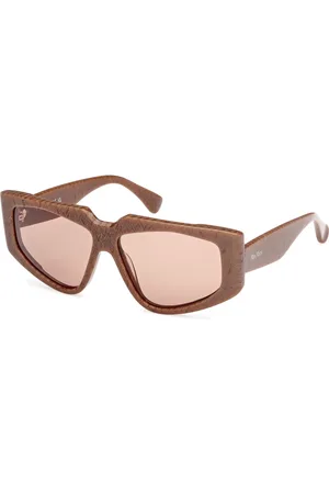Max Mara Donna MM0125 56E Occhiali da sole Acetato Marrone Rotonda Normale