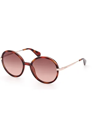 Max&Co. Donna MO0064 55F Occhiali da sole Iniettato Marrone Rotonda Normale Sfumato