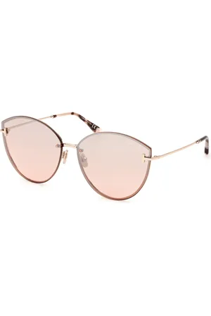 Tom Ford Donna FT1106 EVANGELINE 28U Occhiali da sole Metallo Bordeaux Cat Eye Normale Sfumato