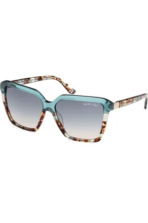 Guess Donna GM00009 87W Occhiali da sole Acetato Blu Squadrata Normale