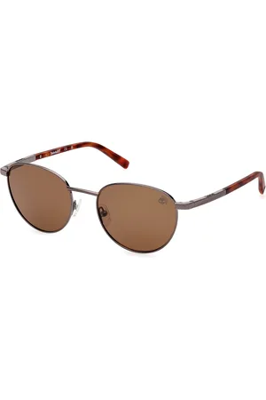 Timberland Uomo TB9284 08H Occhiali da sole Metallo Marrone Rotonda Polarizzata