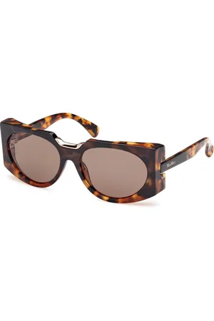 Max Mara Donna MM0123 SPARK5 56J Occhiali da sole Acetato Marrone Rotonda Normale