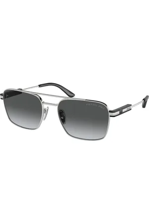 Prada Unisex PR 67ZS 1BC5W1 Occhiali da sole Metallo Grigio Pillow Polarizzata Sfumato