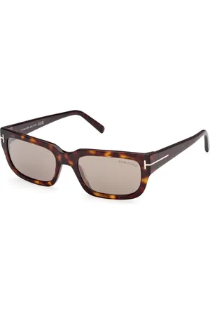 Tom Ford Unisex FT1075 EZRA 52L Occhiali da sole Acetato Roviex Squadrata Normale Specchiato