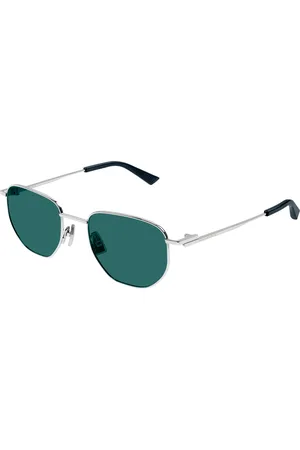 Bottega Veneta Unisex BV1301S 004 Occhiali da sole Metallo Verde Rotonda