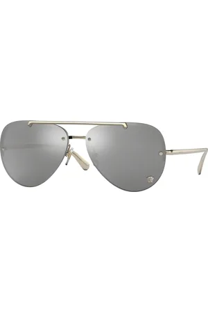 VERSACE Donna VE2231 12526G Occhiali da sole Metallo Grigio Pilot Specchiate Specchiato