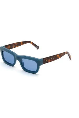 Marni Unisex Kawasan Falls Blue Havana JB0 Occhiali da sole Acetato Squadrata Normale