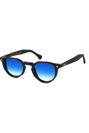 XLAB Unisex SANBLAS Occhiali da sole Acetato Azzurro Rotonda Sfumato