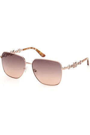 Guess Donna GM00004 28F Occhiali da sole Metallo Marrone Squadrata Normale Sfumato